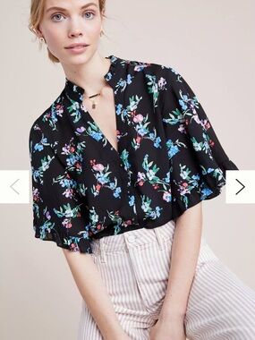 Maeve Anthropologie Aveiro Flutter-Sleeve Button Down Size XS Flutter Sleeves